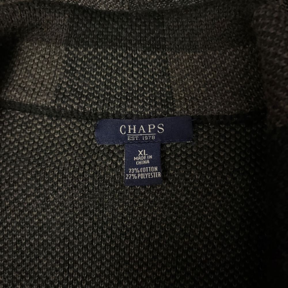 Chaps Gray Black Buffalo Plaid Asymmetrical Zip Moto Knit Jacket (Women's XL) - Picture 5 of 6